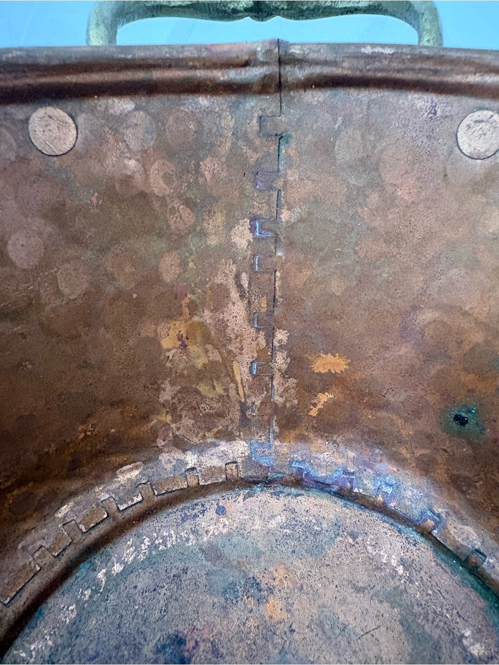 Houston International Trading India Oval Serving Tub w Brass Handles - Copper - Picture 3 of 7